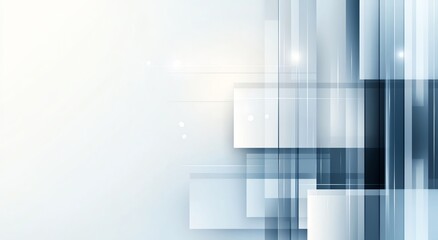 Poster - A sleek, modern abstract background featuring layered geometric shapes in shades of blue and white