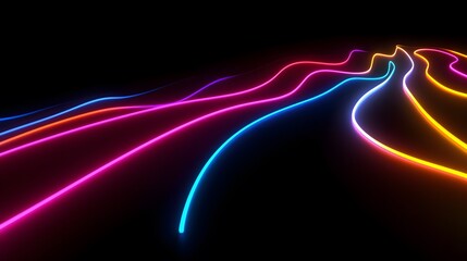 Poster - Abstract Neon Lines Flowing Dynamically In Darkness