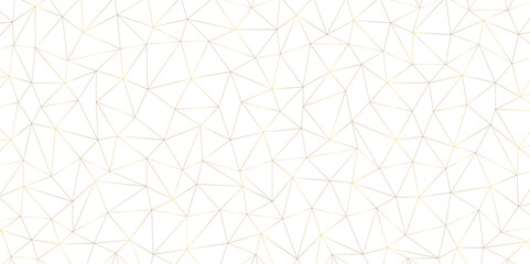 Poster - Geometric low poly graphic. Background of triangular facets. editable stroke width, golden gradient abstract triangle seamless pattern from network triangular cells, wallpaper background design.	