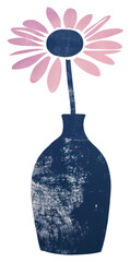 Wall Mural - PNG Silkscreen on paper of a daisy flower vase art plant.