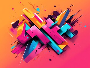 Poster - Vibrant abstract graffiti design with bold colors and dynamic shapes.