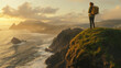 © @foxfotoco - Solo Hiker with Backpack on Cliffs at Dusk