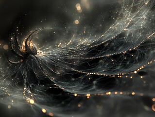 Poster - Abstract representation of an intricate web with glowing elements, suggesting movement and depth.