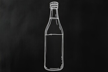 Sticker - A White Outline Drawing Of A Glass Bottle