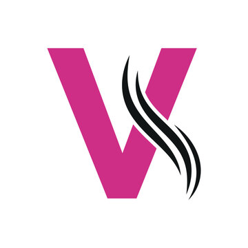 Hair Logo combine with letter V vector template