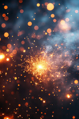 Poster - A vibrant shot of multiple sparklers burning simultaneously, their flickering light creating warm reflections, set against a smooth, solid white backdrop,