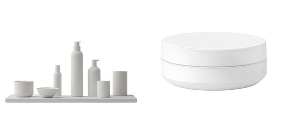 Poster - A collection of cosmetic containers for cream or lotion, isolated on a white surface.