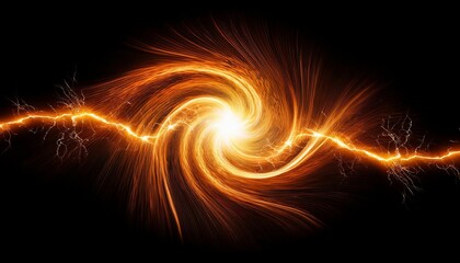 Wall Mural - an orange lightning swirl isolated on background