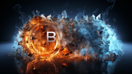 Wall Mural - a graphic of a fire with the letter b in the middle