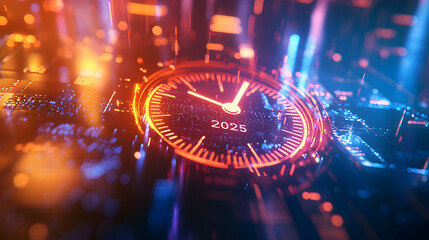Aufkleber - Futuristic Clock Displaying The Year Two Thousand Twenty Five