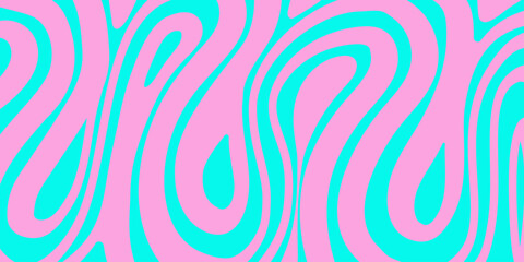 Poster - Abstract Trippy Lines Pattern. Cool Groovy Retro Texture. Psychedelic Wavy Illustration. Geometric Funky Vintage Vector Backdrop.