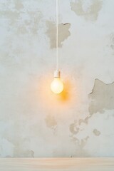 Aufkleber - Minimalist Hanging Bulb Against Textured Wall for Industrial Design Concepts