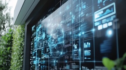 Poster - Digital data displayed on an outdoor screen.
