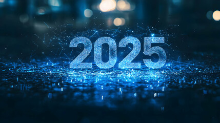 Poster - Glowing Digital Number Two Thousand Twenty Five
