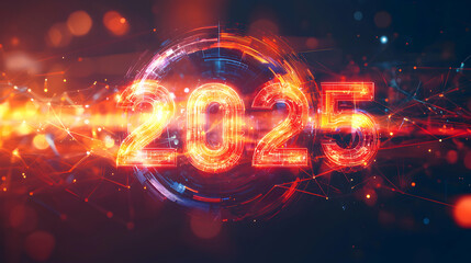 Poster - illuminated digital year two thousand twenty five
