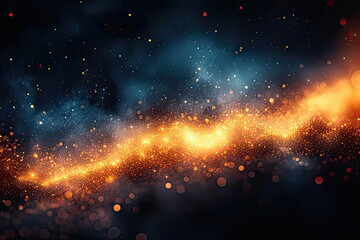 Poster - Celestial dance of fiery sparks and vibrant colors illuminating the dark cosmic expanse. Generative AI