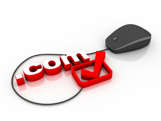 Fototapete - 3d illustration word dot com connected mouse
