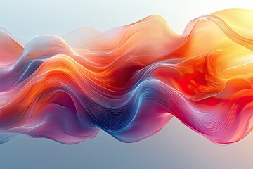 Poster - Colorful flowing waves dance gracefully across a serene background, creating a vibrant and captivating artistic expression. Generative AI