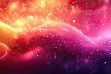 Poster - Vibrant swirls of color create a dreamy atmosphere filled with soft light and sparkling particles in a magical cosmic landscape. Generative AI