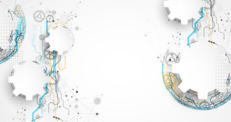 Leinwandbilder - Abstract technology concept. Circuit board, high computer color background. Vector illustration with space for content, web - template, business tech presentation.