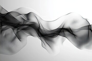 Poster - Elegant black and white waves of fabric gracefully dance against a soft gray background in an artistic display. Generative AI