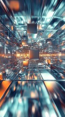 Poster - Abstract Digital Cube Tunnel Speed Motion
