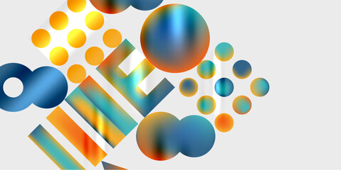 Fototapete - Simple shapes - circles, triangles, rectangles abstract background. Vector Illustration For Wallpaper, Banner, Background, Card, Book Illustration, landing page