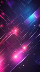 Poster - Abstract Neon Geometric Lines and Glowing Lights