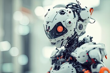 Poster - Exploring the intricacies of robotic design in a futuristic workshop showcasing cutting-edge technology and innovation. Generative AI