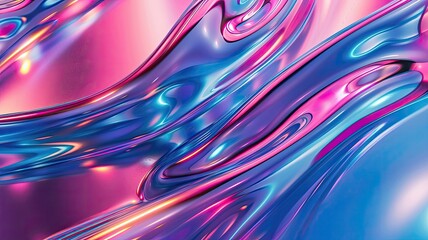 Poster - Swirling colors dance together in vibrant hues of pink and blue creating a mesmerizing abstract flow. Generative AI