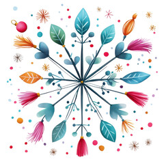 Wall Mural - Colorful Botanical Mandala Design with Floral and Leaf Elements