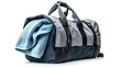 © Tanakrit - A grey and black duffle bag with a blue towel inside