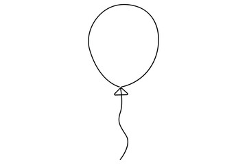 Poster - Continuous one line drawing of balloon isolated outline vector Illustration
