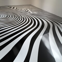 Aufkleber - Optical art illusion of striped geometric black and white abstract surface. Vector illustration