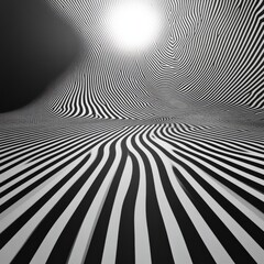 Aufkleber - Optical art illusion of striped geometric black and white abstract surface. Vector illustration