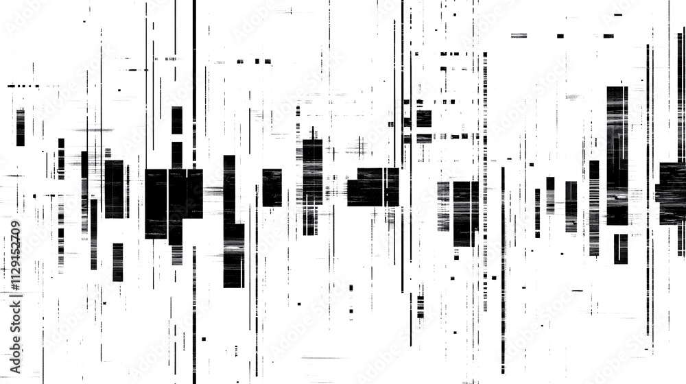 Horizontal distortion of broken video image on white background, VHS ...