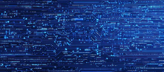 Poster - Abstract Digital Circuitry: Glowing Blue Network