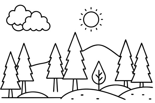 winter landscape with trees and mountains