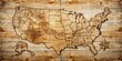 © VisualVault - A Hand-Crafted Wooden Map of the United States with State Borders and a Detailed Compass Rose