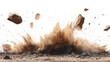 © MstPoliAkther - A powerful burst of brown earth and rocks explodes from the ground against a white and transparent background.