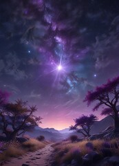 Wall Mural - a breathtaking view of the star-filled night sky with vibrant colors and twinkling lights, set again