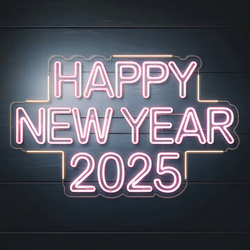 Happy New Year 2025 text design Cover of business diary for 2025 with wishes.