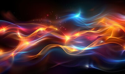 Wall Mural - Colorful light waves with blue orange glow. Abstract energy concept