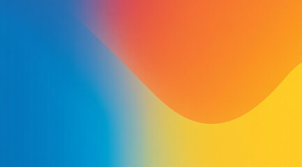 Poster - A gradient background with an orange, blue, and red color scheme. The left side is dark black. In the center of the screen