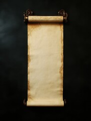 Poster - A long parchment scroll hanging on the wall, with a dark background