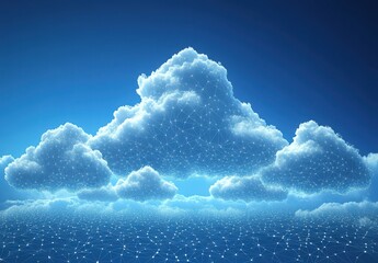 Aufkleber - Ethereal Cloudscape with a Futuristic Network Design, Combining Soft Clouds Against a Bright Sky, Symbolizing Technology, Connectivity, and Digital Innovation