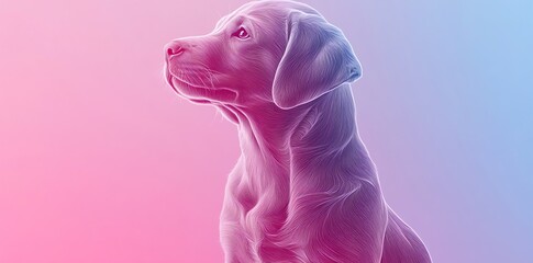 Poster - A stylized illustration of a dog in a gradient background.