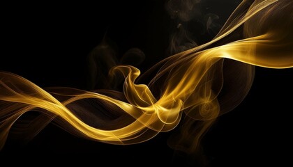 Wall Mural - gold smoke on black background movement of gold smoke abstract gold smoke on black background gold b