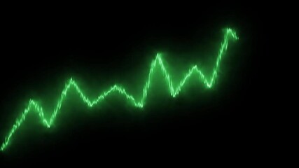 Fototapete - Financial line graph rising upwards. Burning and glowing  chart representing successful investment performance