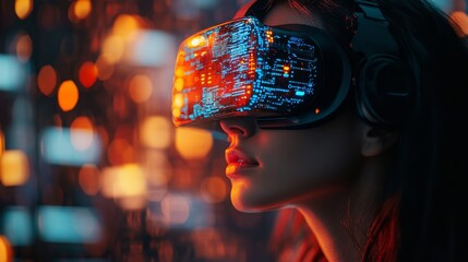 Poster - Virtual onboarding experience with advanced technology for new employees in a modern workspace